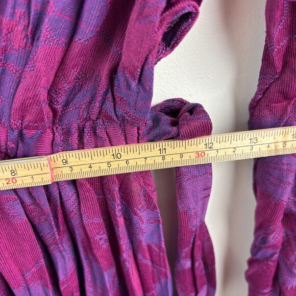 BLOGGER FAVE Jacquard Maxi Dress – ZARA Purple Wrinkle Effect Tie Waist – M - Picture 10 of 11